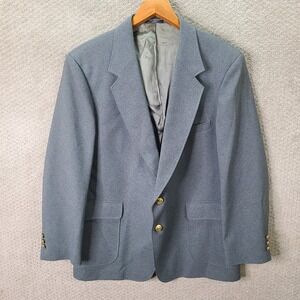 The Men's Store Jacket Mens 44R Gray Sport Coat Gold Buttons Two Button Blazer